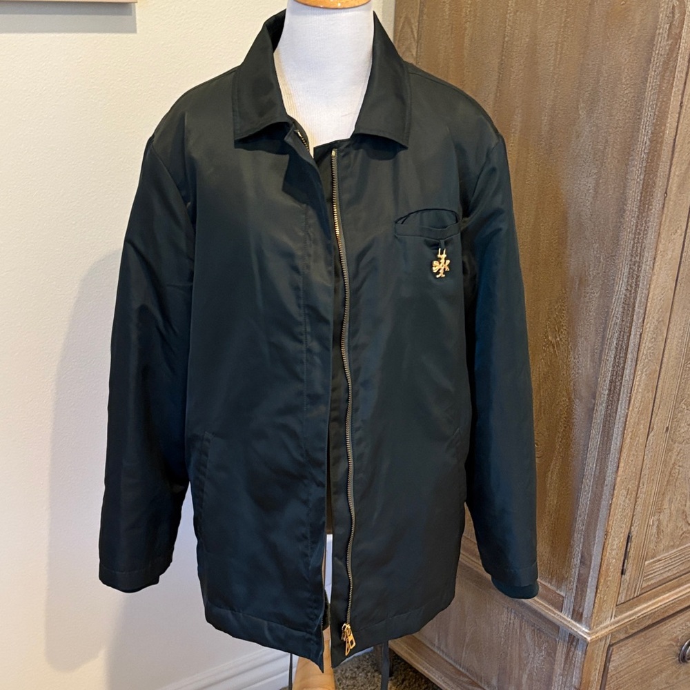 Tory Burch Black Pea Coat with Gold Zipper